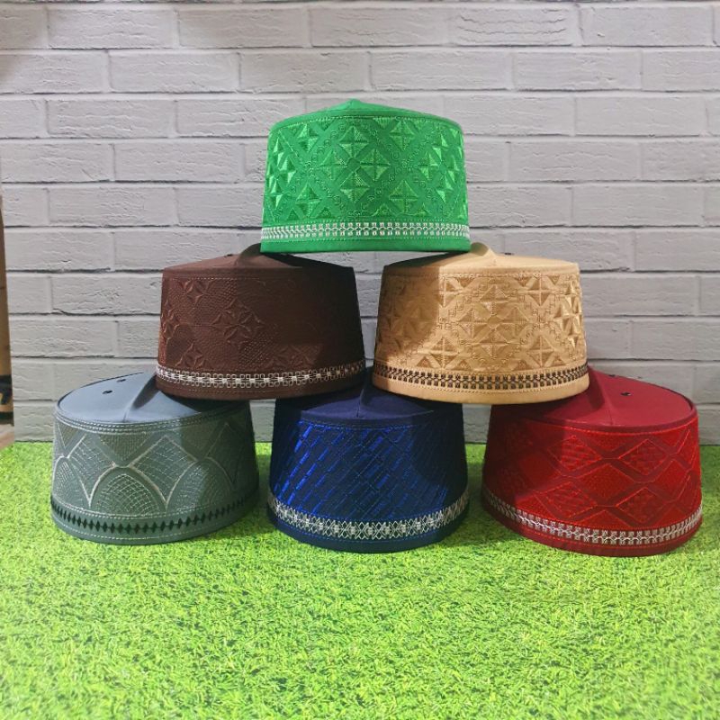 Peci asagofah bordir warna Peci Haji