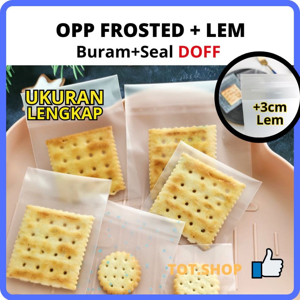 Jual Ecer Tebal Plastik Opp Doff Lem Frosted Polos Seal Kemasan Food Grade Cookies Packing 2705