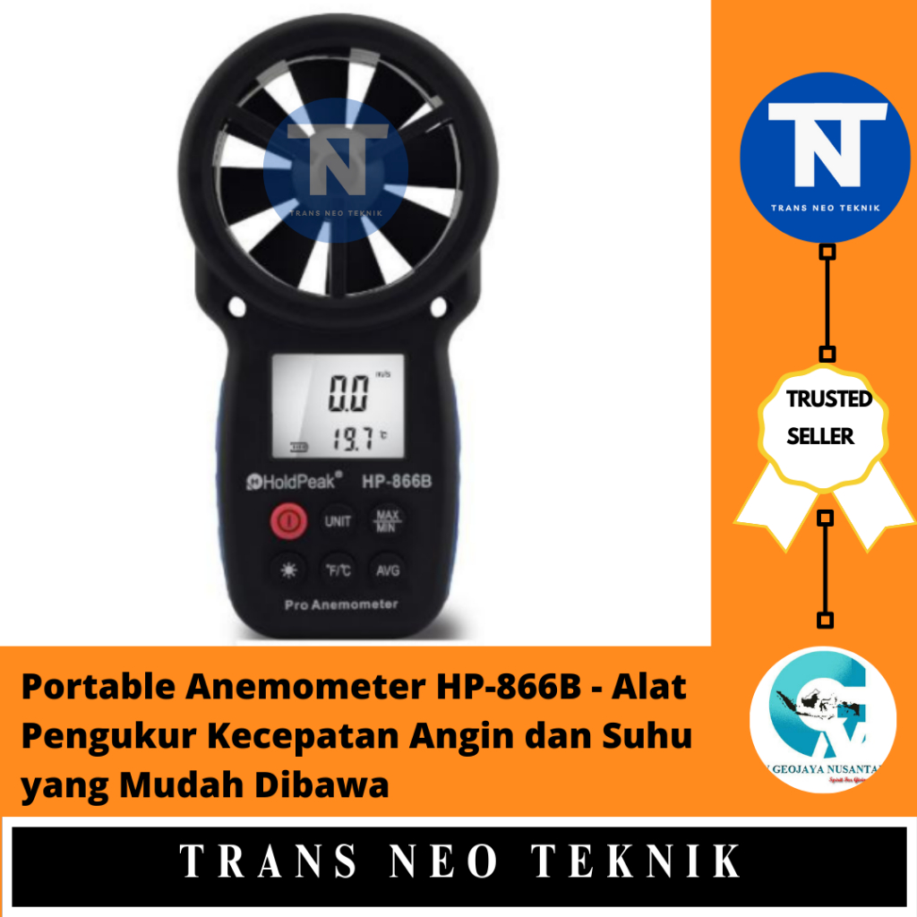 Jual Portable Anemometer Hp 866b Alat Pengukur Kecepatan Angin Dan