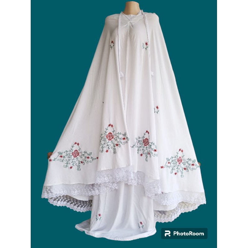 mukena rose bordir terbaru katun rayon premium ukuran jumbo