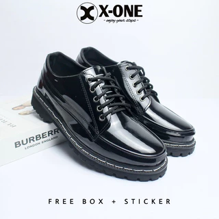 X-ONE Sepatu Formal Docmart Pria | Jossie Docmart Hitam Glossy