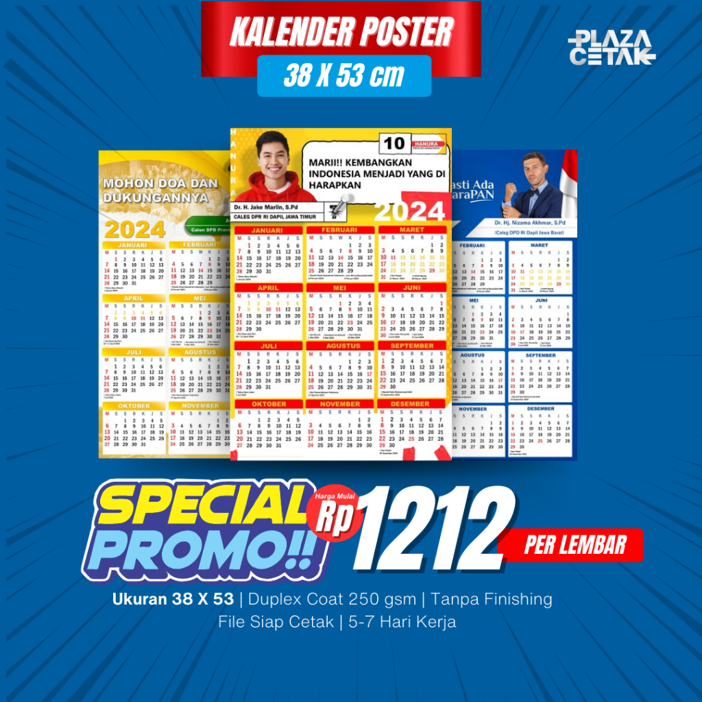 Jual Cetak Kalender Caleg 38X53 Cm (TEBAL) | Shopee Indonesia