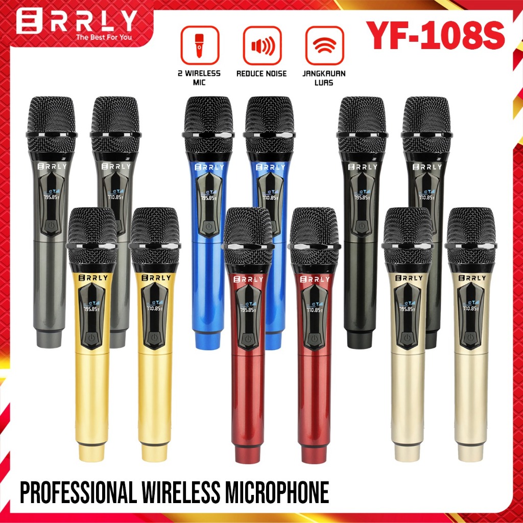 Jual ERRLY YF108S Microphone Wireless UHF Mic Chargeable Microfon