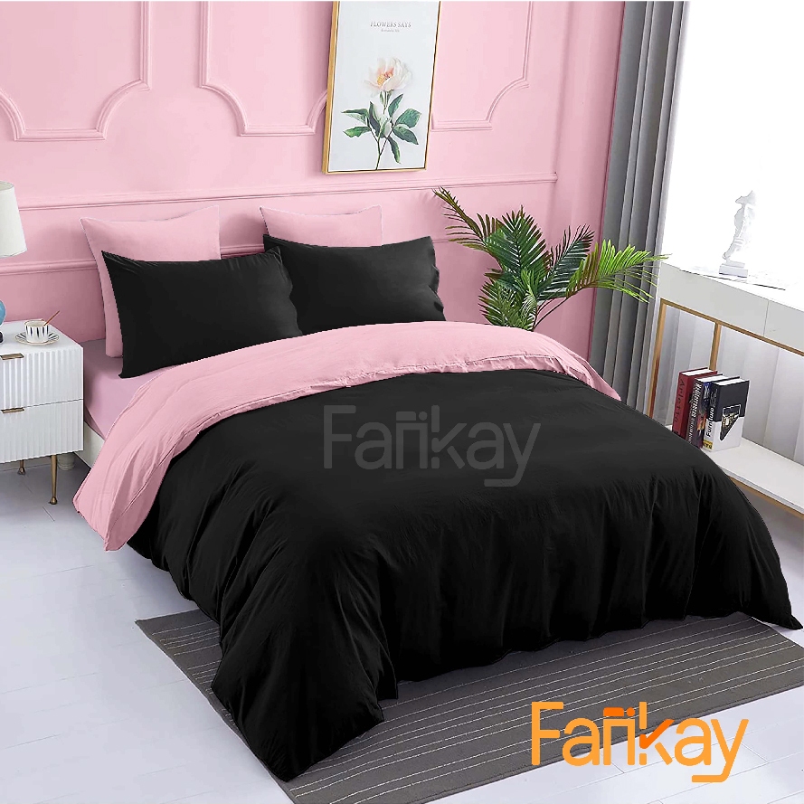 Jual Bed Cover Set Sprei Black Pink - Bed Cover 90x200 - 200x200 ...