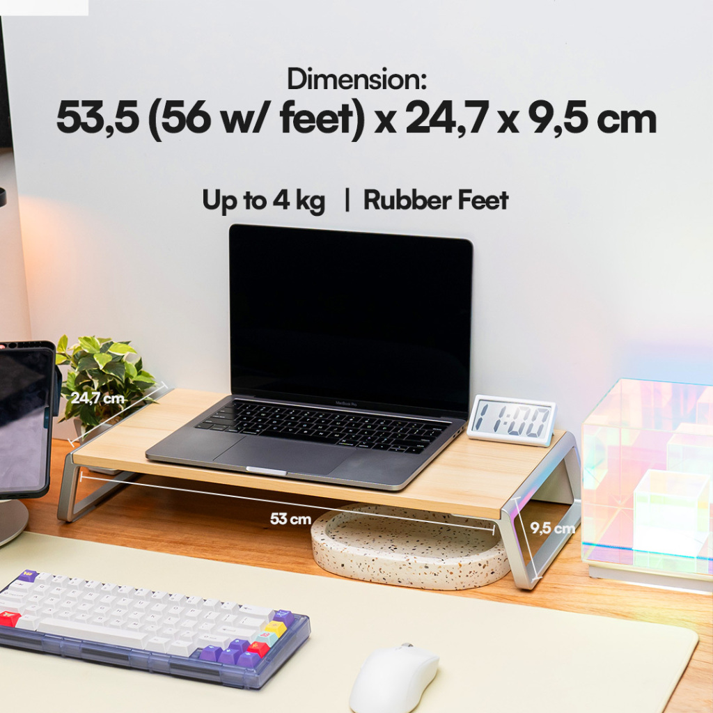 Jual NOOK LAPTOP MONITOR RISER Wooden Aluminum Stand | Shopee Indonesia