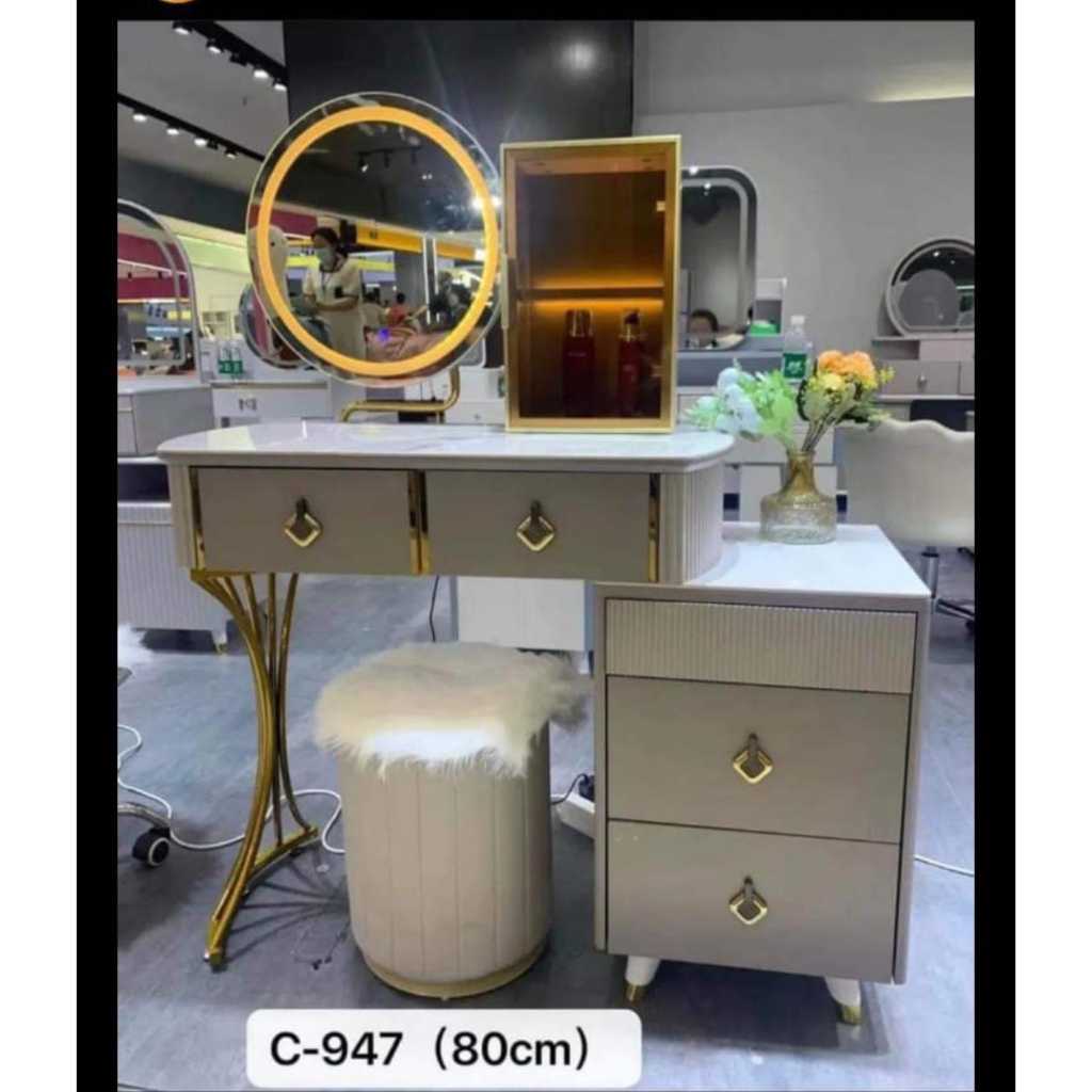 Jual Meja Rias Minimalis Modern Estetik Granite Cermin LED Touch Screen ...