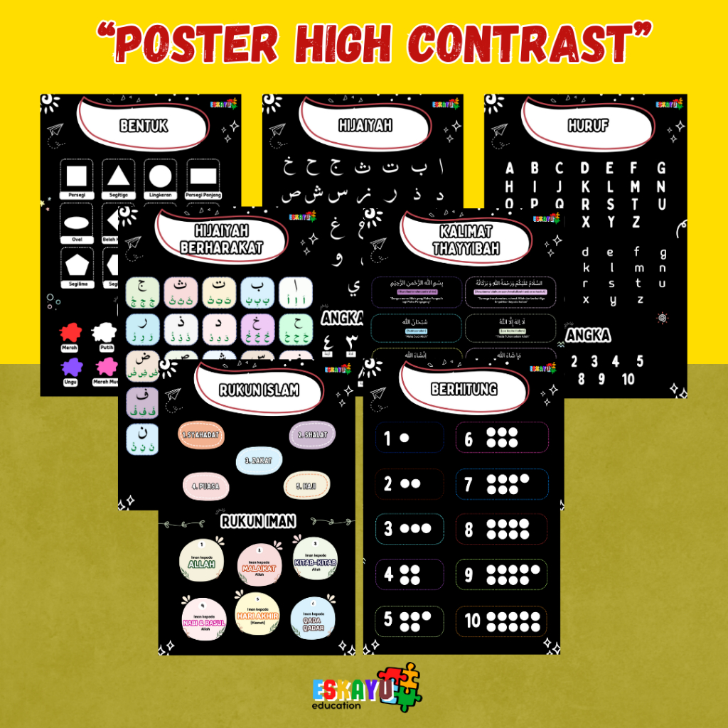 Jual Eskayu Education - Poster edukasi Premium High Contrast untuk Bayi ...