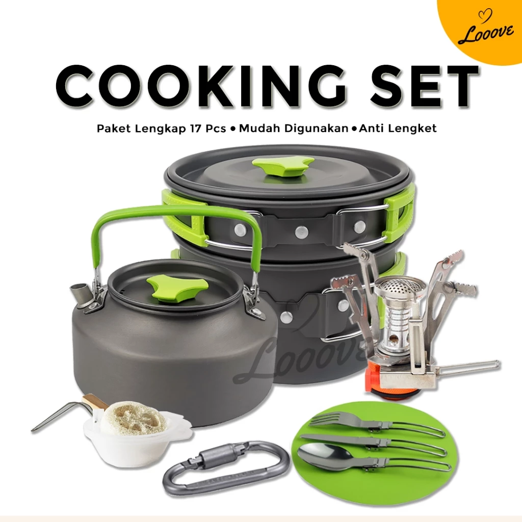 Paket Lengkap Cooking Set Outdoor + Kompor