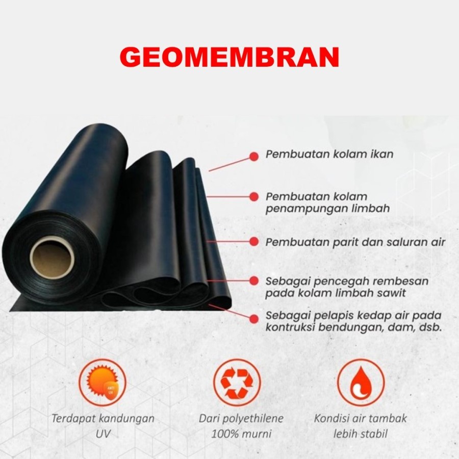 Jual Plastik Geomembran Hitam Geomembrane HDPE Terpal Kolam Ikan 1 Roll ...