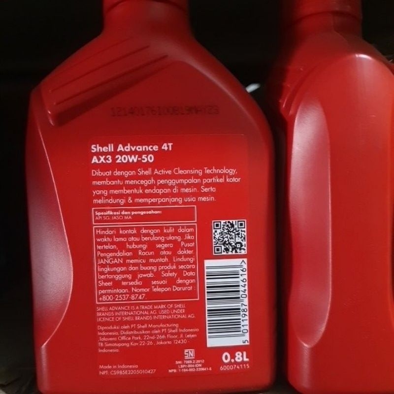 Jual oil shell advance 20w-50 mineral ax3 800mili | Shopee Indonesia
