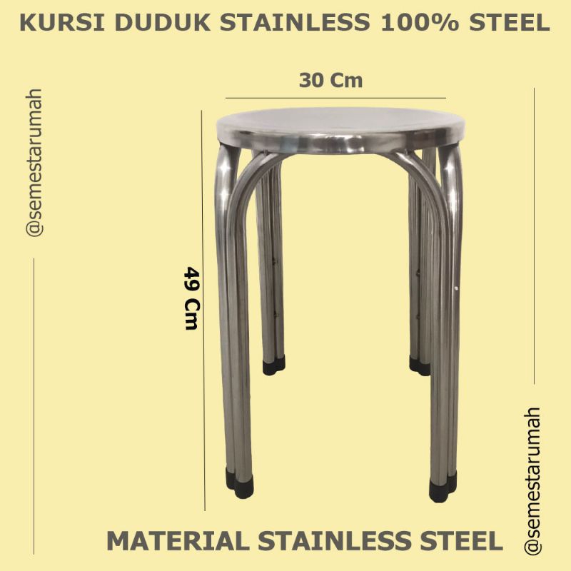 Jual Kursi Duduk Bulat Stainless Steel Kursi Bakso Warung Kursi Anti