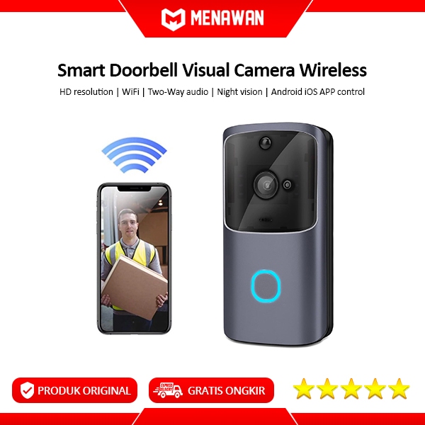 Jual Smart Doorbell Visual Camera Bel Pintu Wireless Bell Rumah WiFi ...