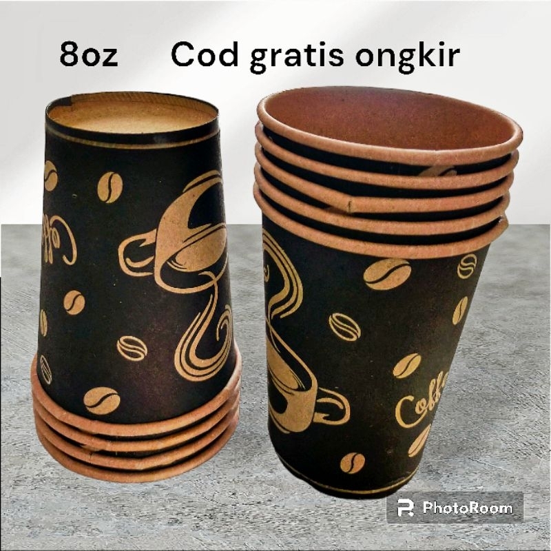 Jual gelas kopi 8oz dan 6.5 oz paper cup coklat gelas kertas | Shopee ...