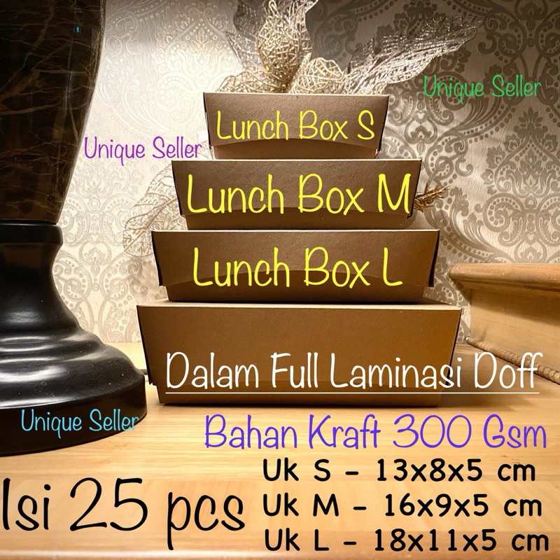 Jual [Isi25] Lunch Box S M L KRAFT 300 Gsm Laminasi Doff Anti Bocor ...