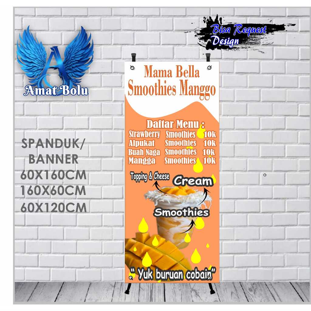 Jual BANNER SPANDUK MAMA BELLA SMOOTHIES MAGGO UKURAN 60X160 BISA