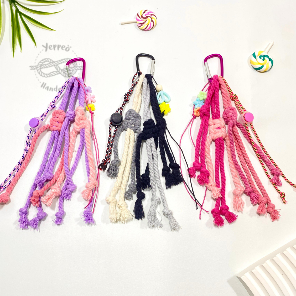 Jual READY STOK BAG CHARM Macrame Keychain Carabiner Tali Tas Aksesoris ...