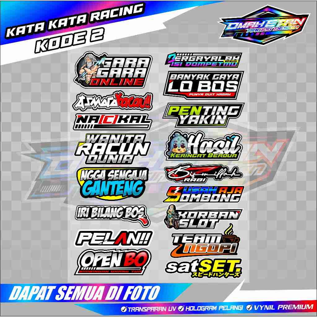 Jual STICKER PACK KATA-KATA RACING / STICKER RACING / STICKER MOTOR ...