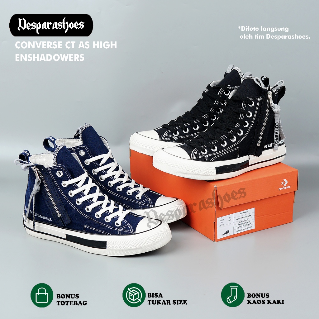 Bonus Totebag Sepatu Sneakers Pria Converse 70s Enshadower Zipper High Canvas Import Premium Made In Vietnam Bnib