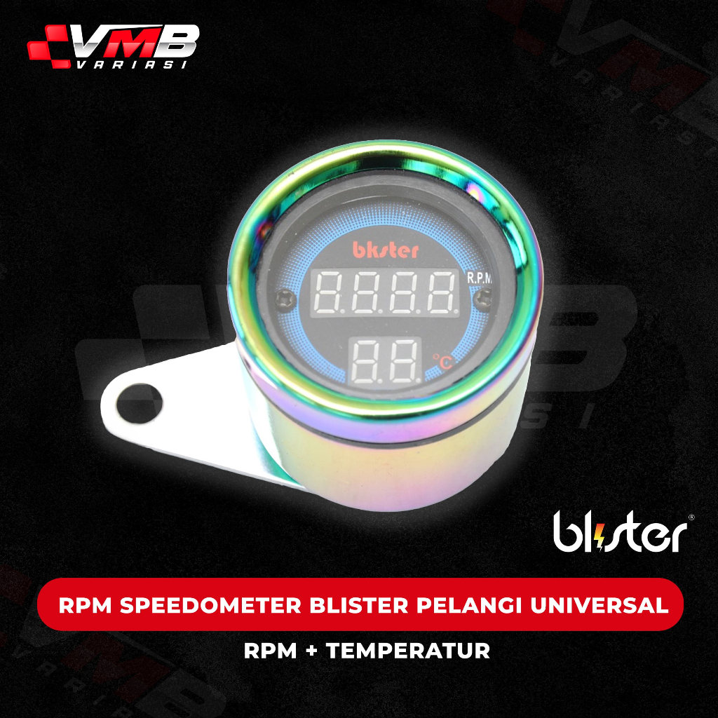 Jual RPM SPEEDOMETER BLISTER PELANGI UNIVERSAL ( RPM + TEMPERATUR , RPM