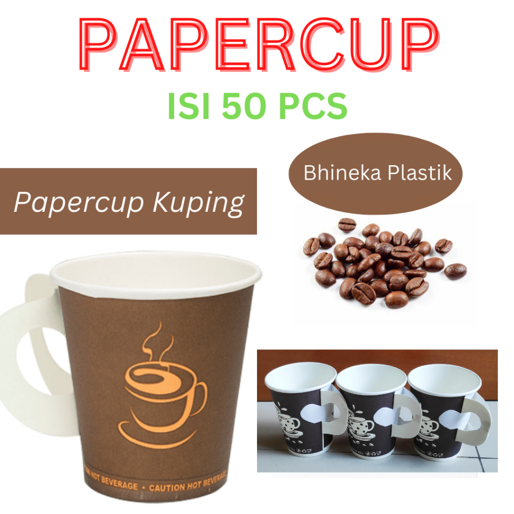Jual PaperCup Kuping (isi 50pcs), Paper cup, Gelas Kertas, Gelas Kopi ...