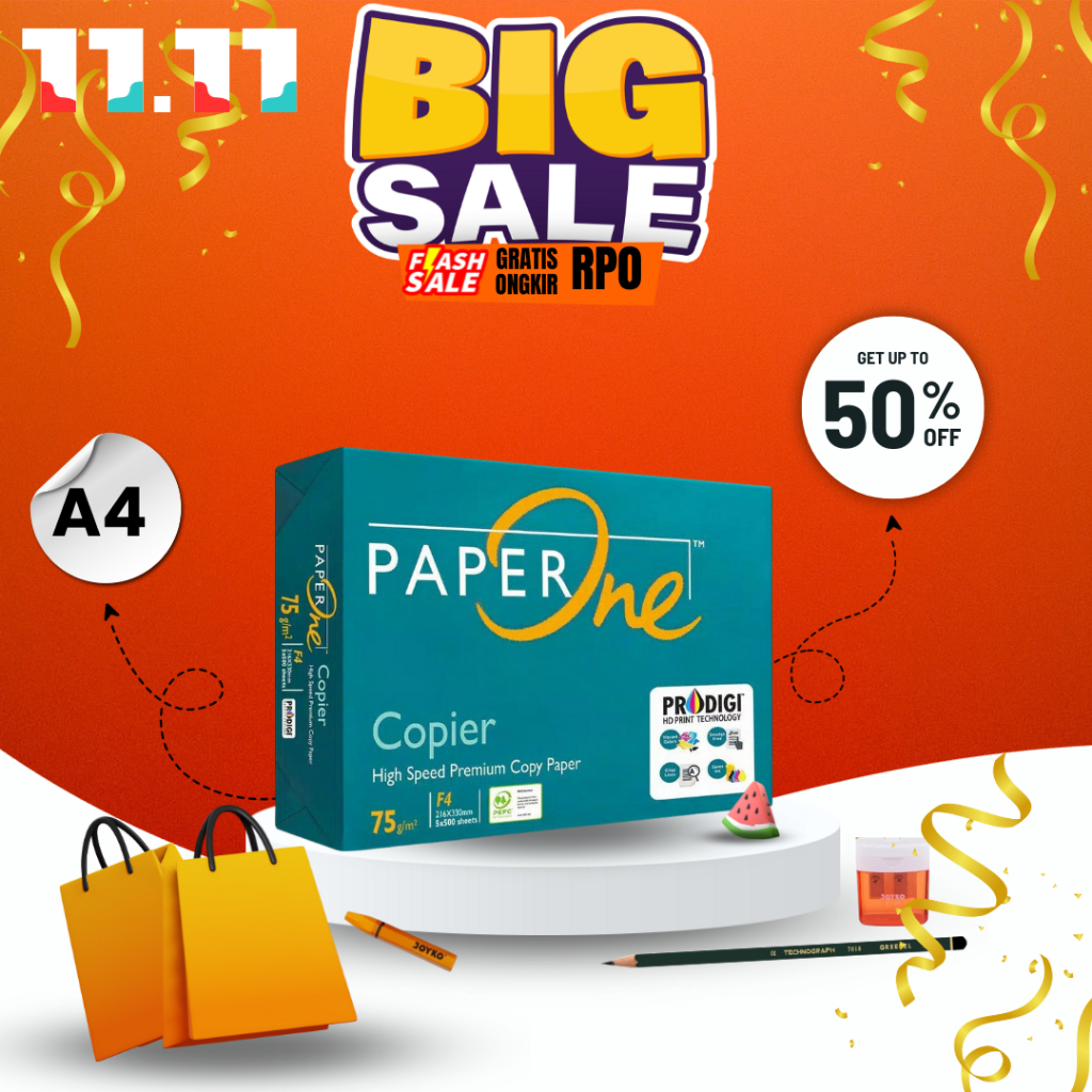 Jual Paper One Kertas A4 75gr Copier 1 Rim 500 Lembar Kertas Hvs A4