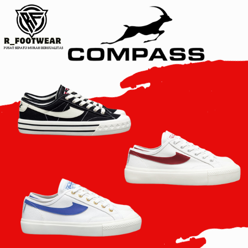 Jual [originacompass Gazelle Low Black White ] Sepatu Gazelle Black White Compass Retrograde