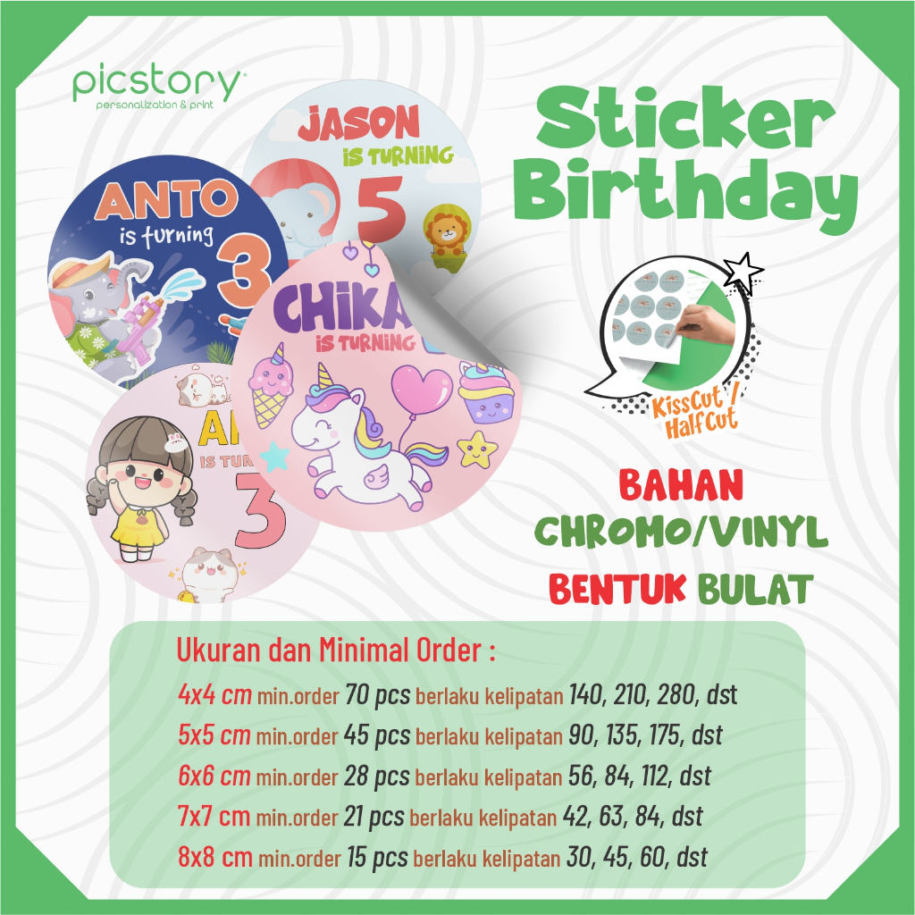 Jual Stiker Bulat Ulang Tahun Anak / Cetak Sticker Ultah Birthday ...