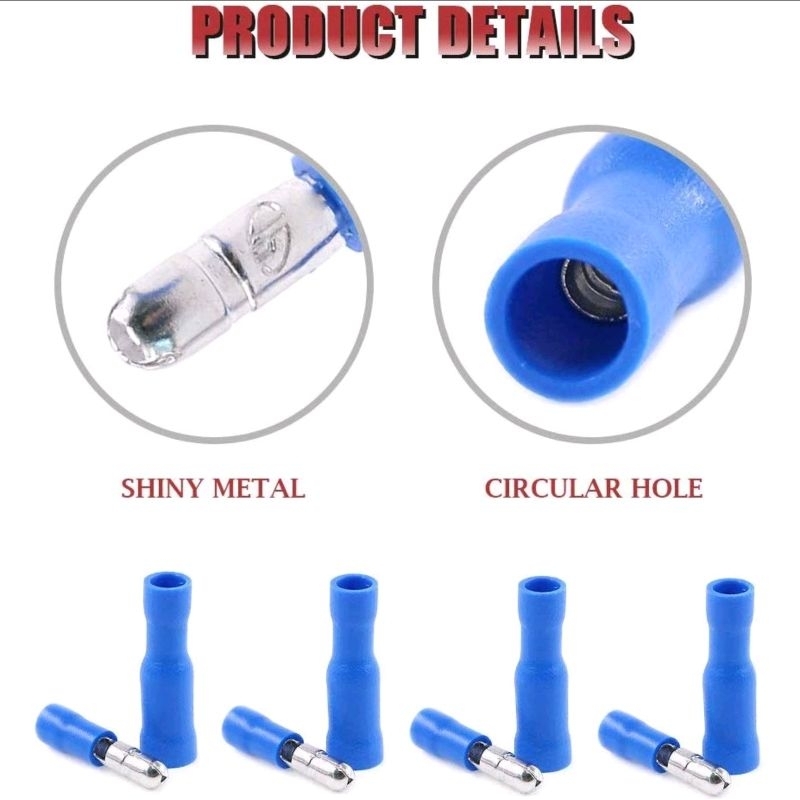 Jual Skun Bulat Terminal Konektor Bullet Blue Biru Insulated Male ...