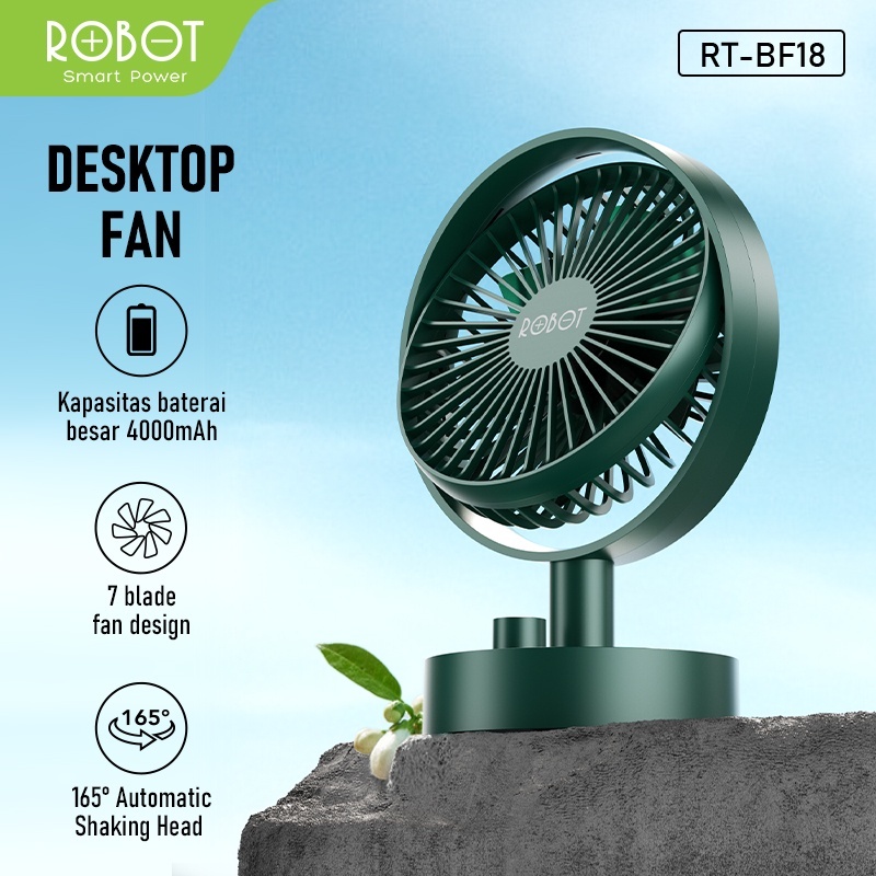 Jual Robot RT-BF18 Kipas Angin Meja USB Mini Fan Dekstop Auto Rotate ...