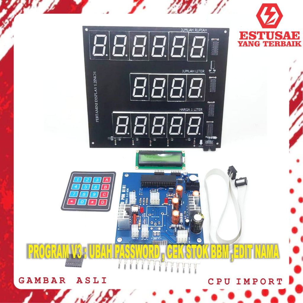 Jual Estusae Paket Cpu Pom Mini V Ac Segmen Merah Lcd Keypad Membran Pertamini Shopee