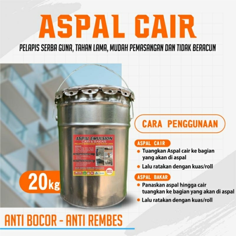 Jual Aspal Cair 20 Kg Asphalt Emulsion Aspal Waterproofing Pelapis Anti Rembes Anti Bocor 2879