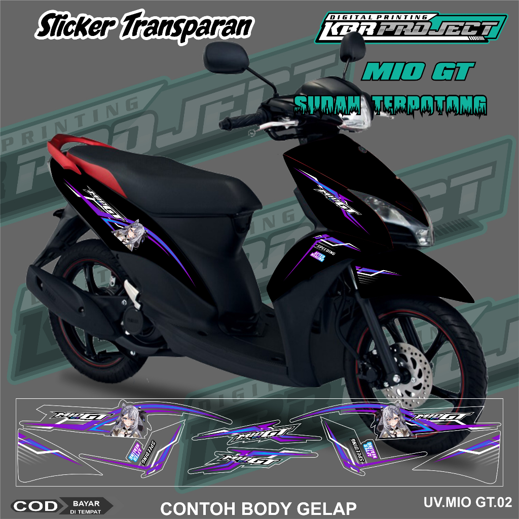 Jual Stiker Striping Decal Transparan Motor Mio GT - Sticker Motor