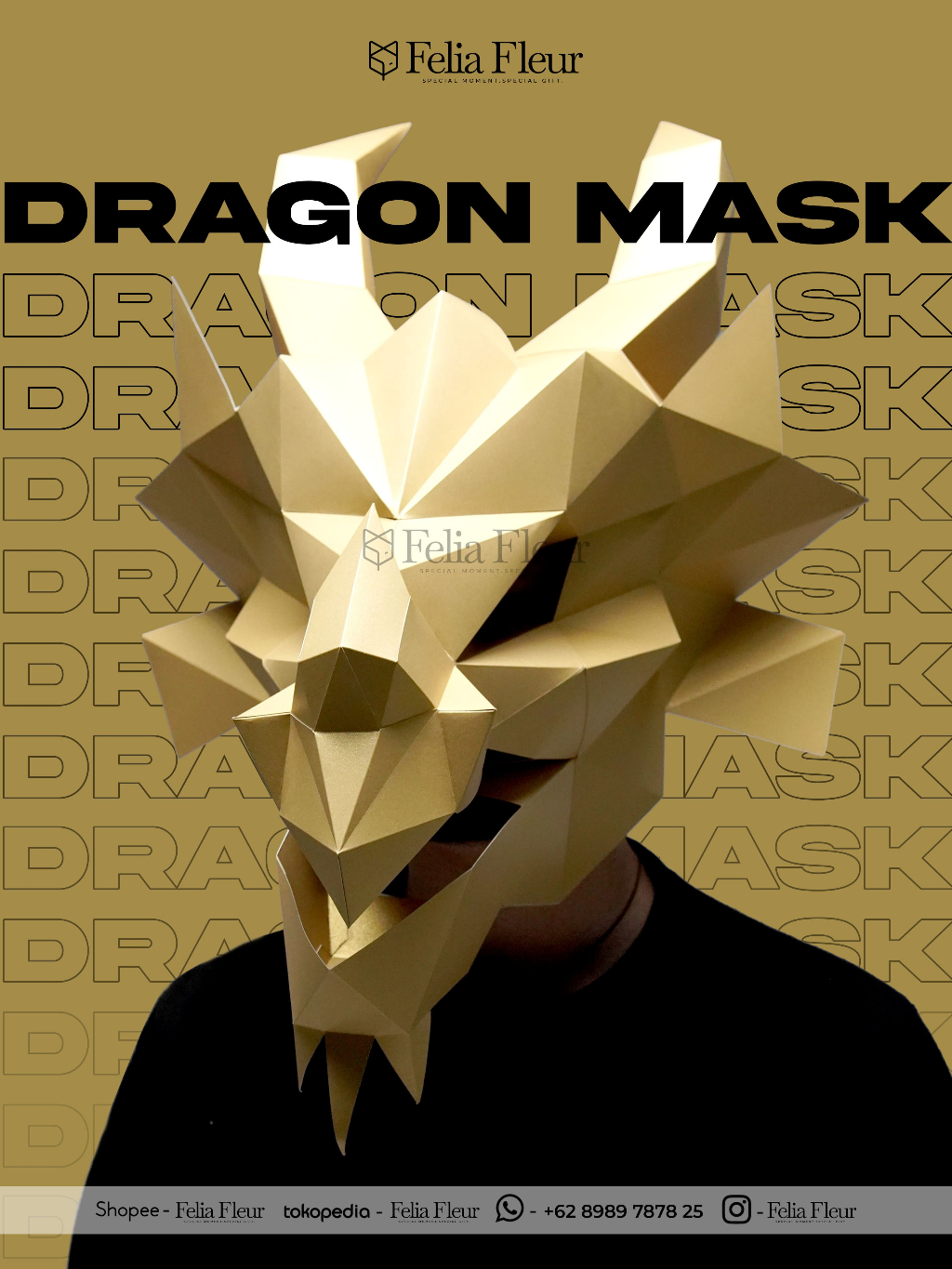 Jual Japanese Papercraft Topeng Naga Dragon Naga Mask Premium 3D Unik ...