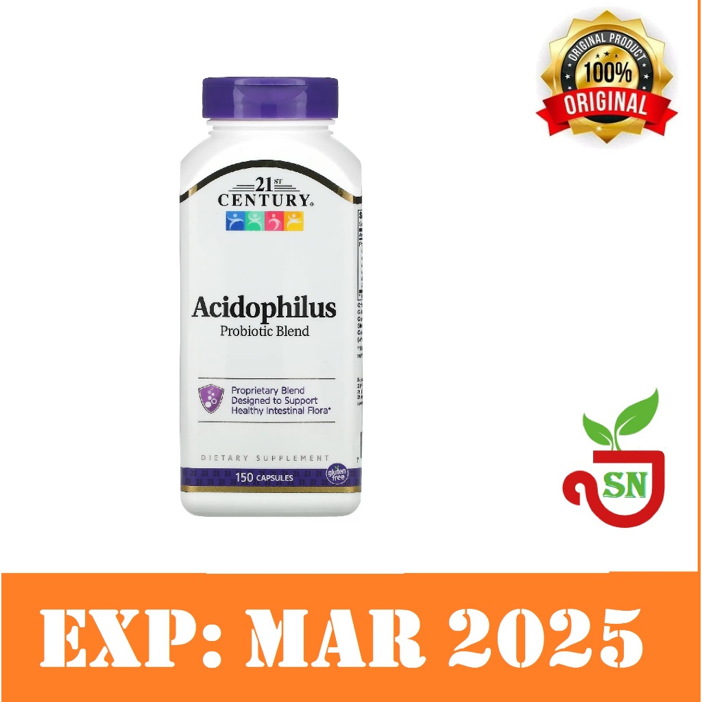 Jual 21 Century, Acidophilus Probiotic Blend, 150 Capsules | Shopee ...