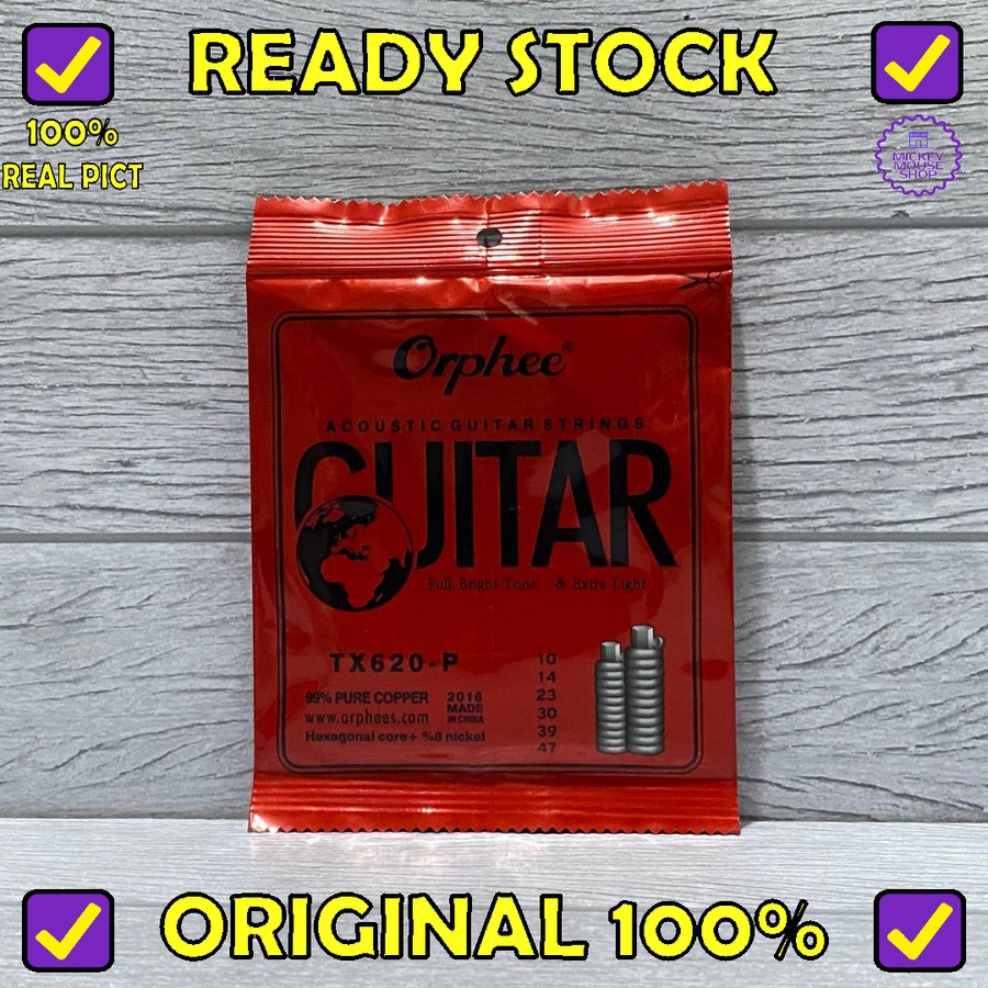 10 Set (60 Corde) Orphee TX620 Per Chitarra Acustica, Calibro .010-.047, Extra Light