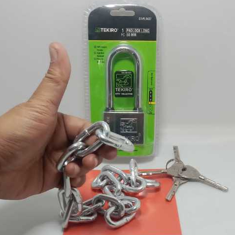Jual Paket Gembok Putih Stainless Anti Rust Anti Maling 50mm + 1 Meter ...