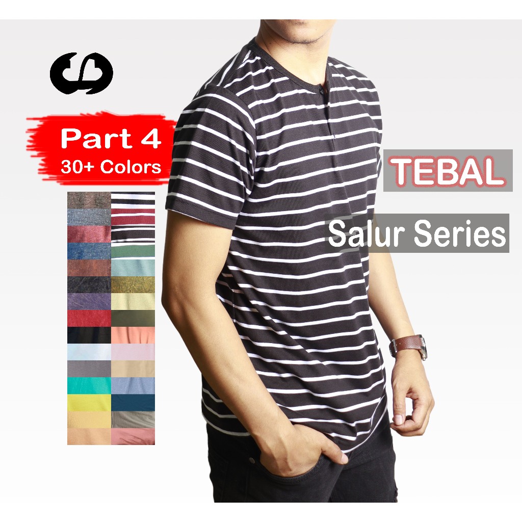 Jual Tb Part Jopperside Kaos Oblong Polos Henley Kancing Salur Strip