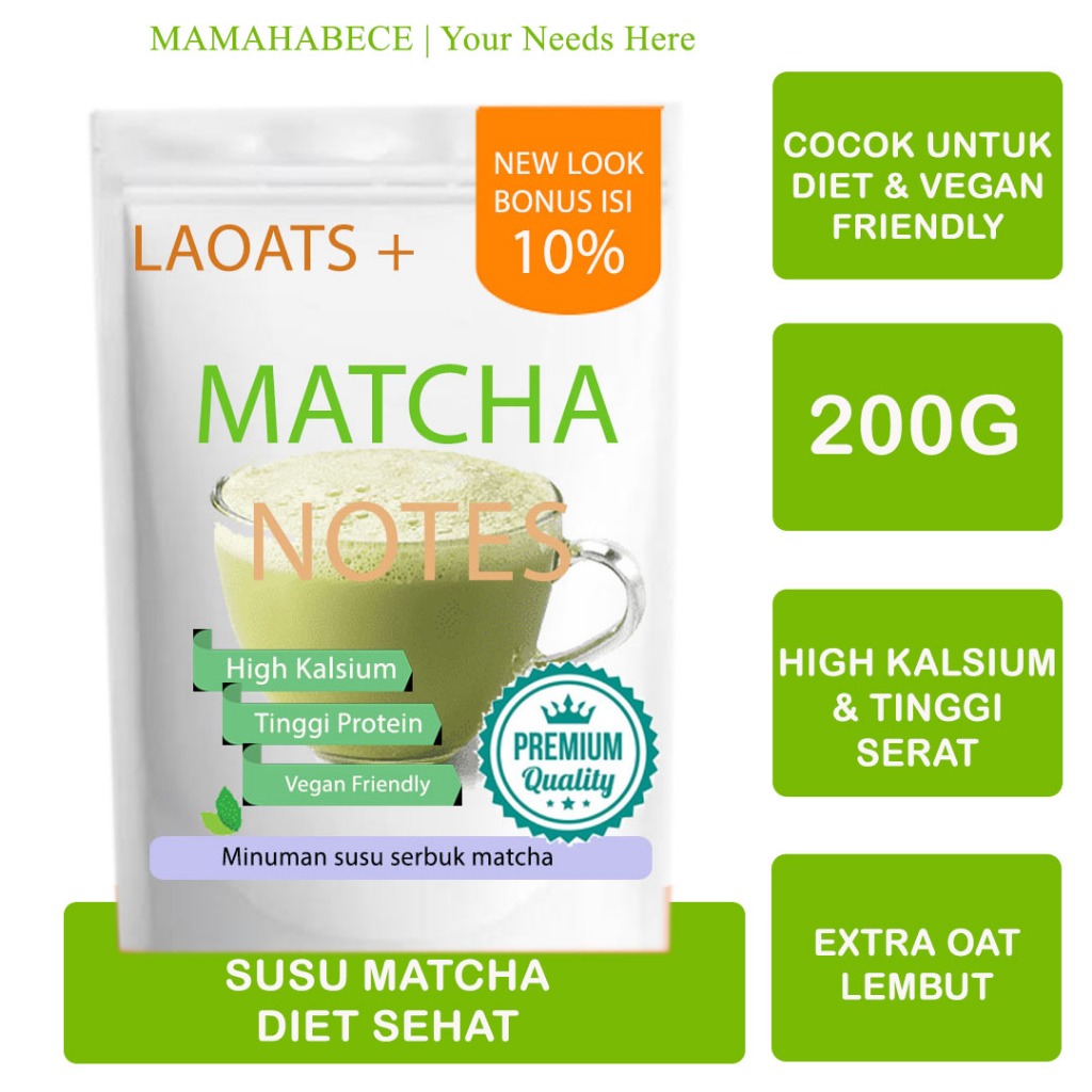 Jual Bubuk Minuman Matcha Notes Laoats (200G) | Shopee Indonesia