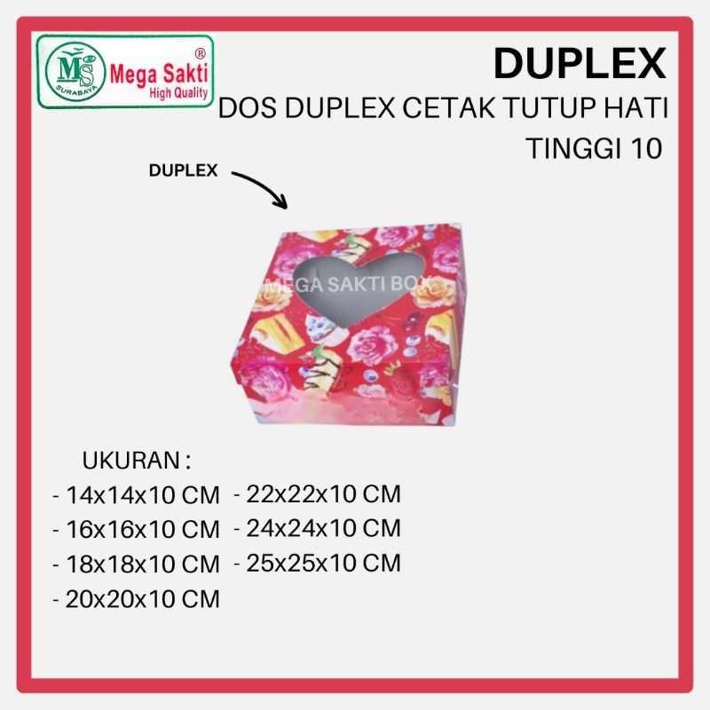 Jual DOS/DUS KUE DUPLEX CETAK TUTUP PISAH HATI TINGGI 10 CM UK 16 CM ...