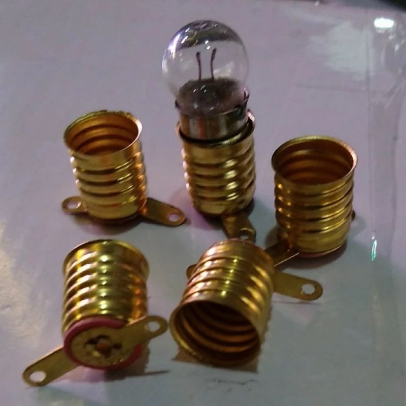 Jual Fitting bohlam lampu senter E10 kuningan drat fiting ulir E10