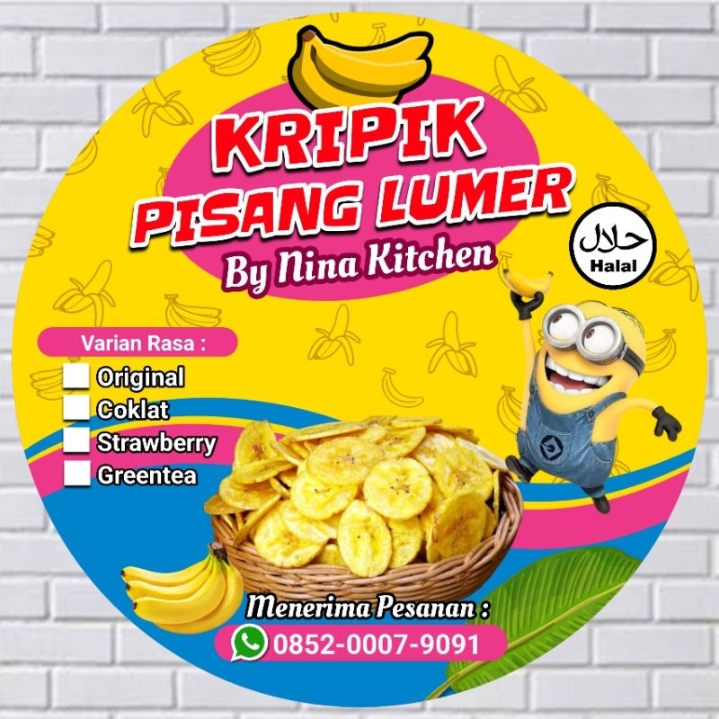 Jual Minimal Order 100 Pcs Stiker Keripik Pisang Lumer Stiker