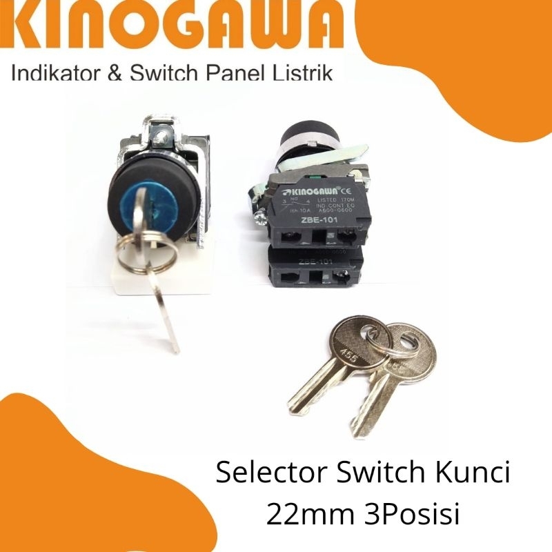Jual Selector Switch + Kunci 22mm XB4 3 posisi KINOGAWA | Shopee Indonesia