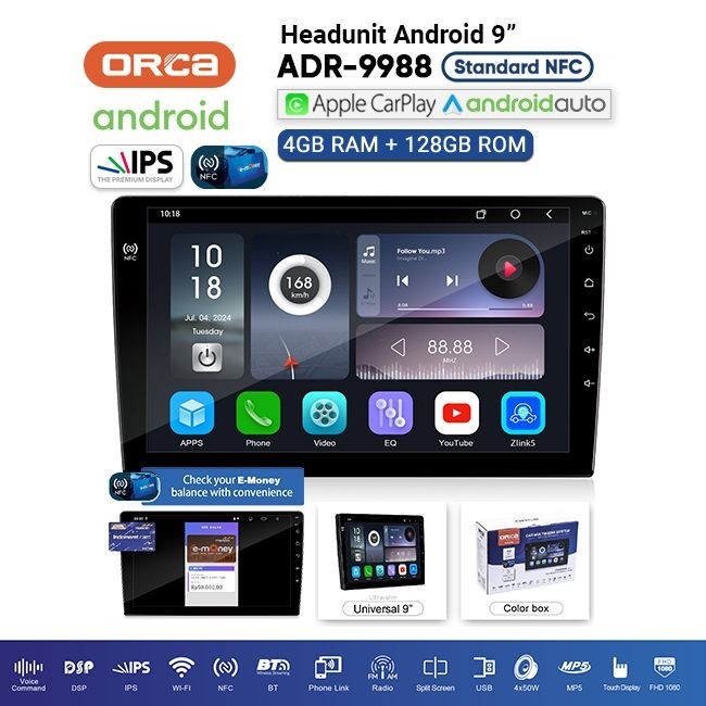 Jual Head Unit Android ORCA 9 Inch ORCA ADR 9988 NFC Standard Series 4 128GB Shopee Indonesia