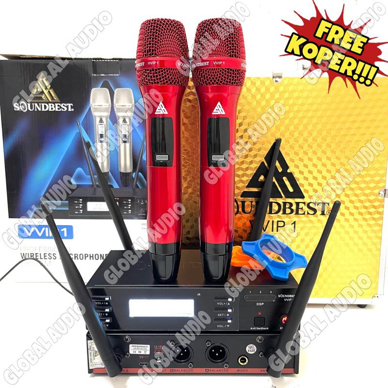 Jual Mic Wireless Soundbest VVIP Merah Original Free Koper 2bh
