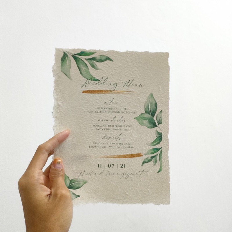 Jual Kartu menu | kertas menu paperium | menu wedding | cetak kertas ...