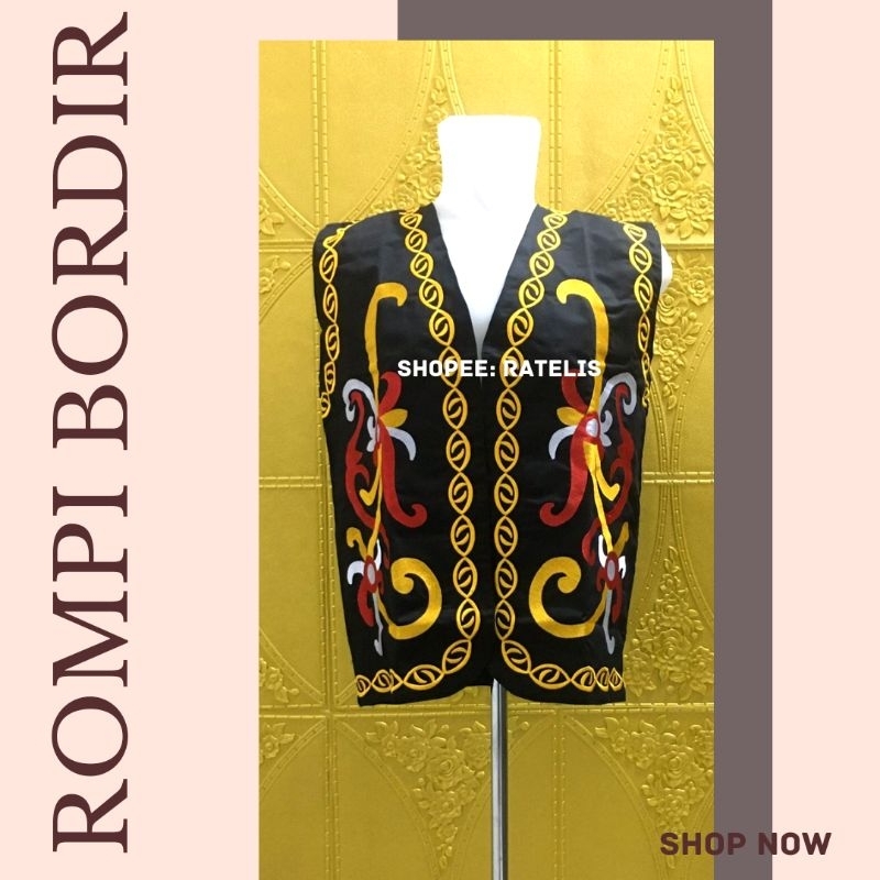 Jual Rompi Bordir Vest Bordir Corak Pua Kumbu Orang Ulu Rompi Dayak ...