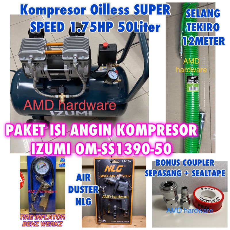 Jual MESIN Compressor Kompresor Oilless Super Speed 1,75HP Tangki 50 ...