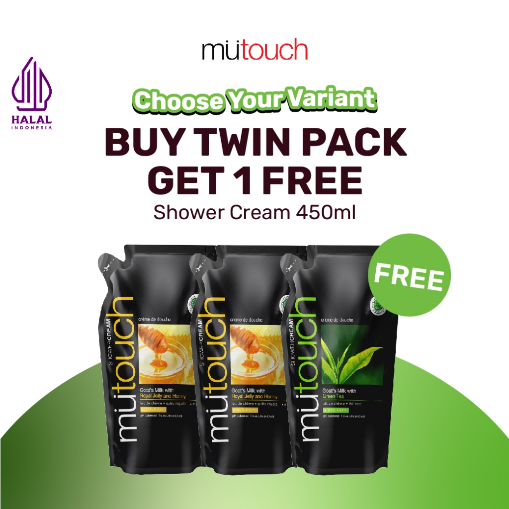 Jual PAKET BUY 2 GET 1 FREE MuTouch Shower Cream 450ml | Shopee Indonesia
