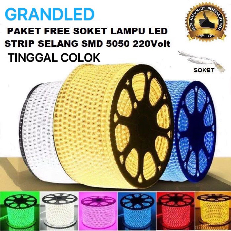 Jual PAKET 10M LAMPU LED STRIP SELANG 5050 SMD PAKET 10M+ FREE SOKET ...