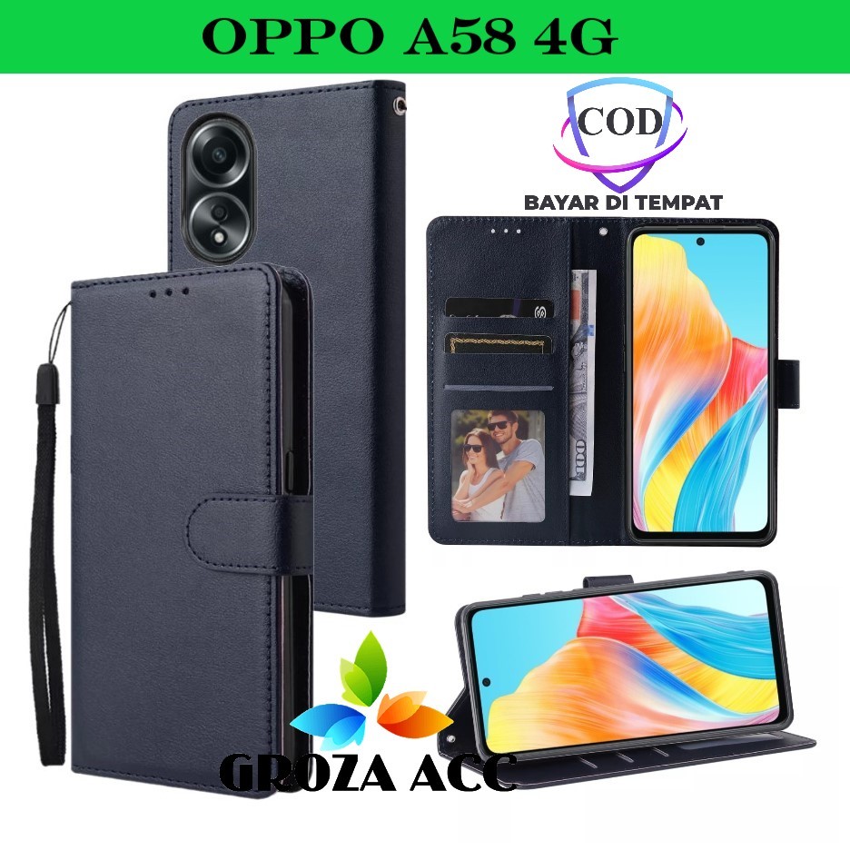OKZone Cover per OPPO A58 4G,Custodia a Libro in Pelle Protettiva Folio Portafoglio con Chiusura Magnetica e Slot per Carte Wallet Case Flip Cover(Nero